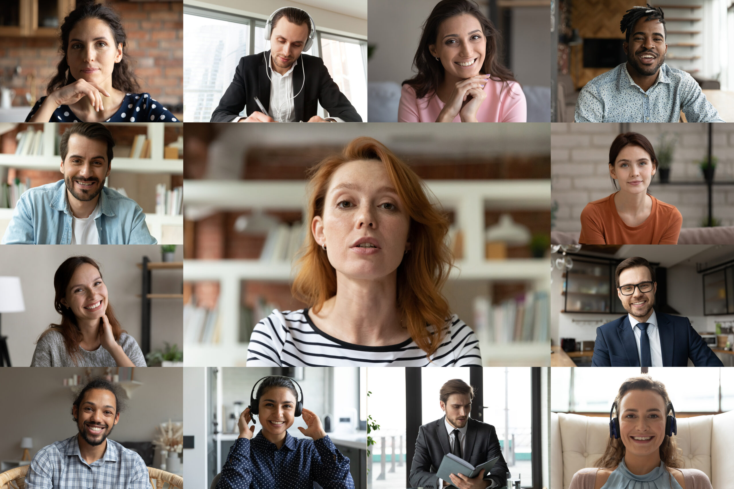 Focused,Young,Red-haired,Female,Employee,Leader,Holding,Video,Conference,Working Focused,Young,Red-haired,Female,Employee,Leader,Holding,Video,Conference,Working